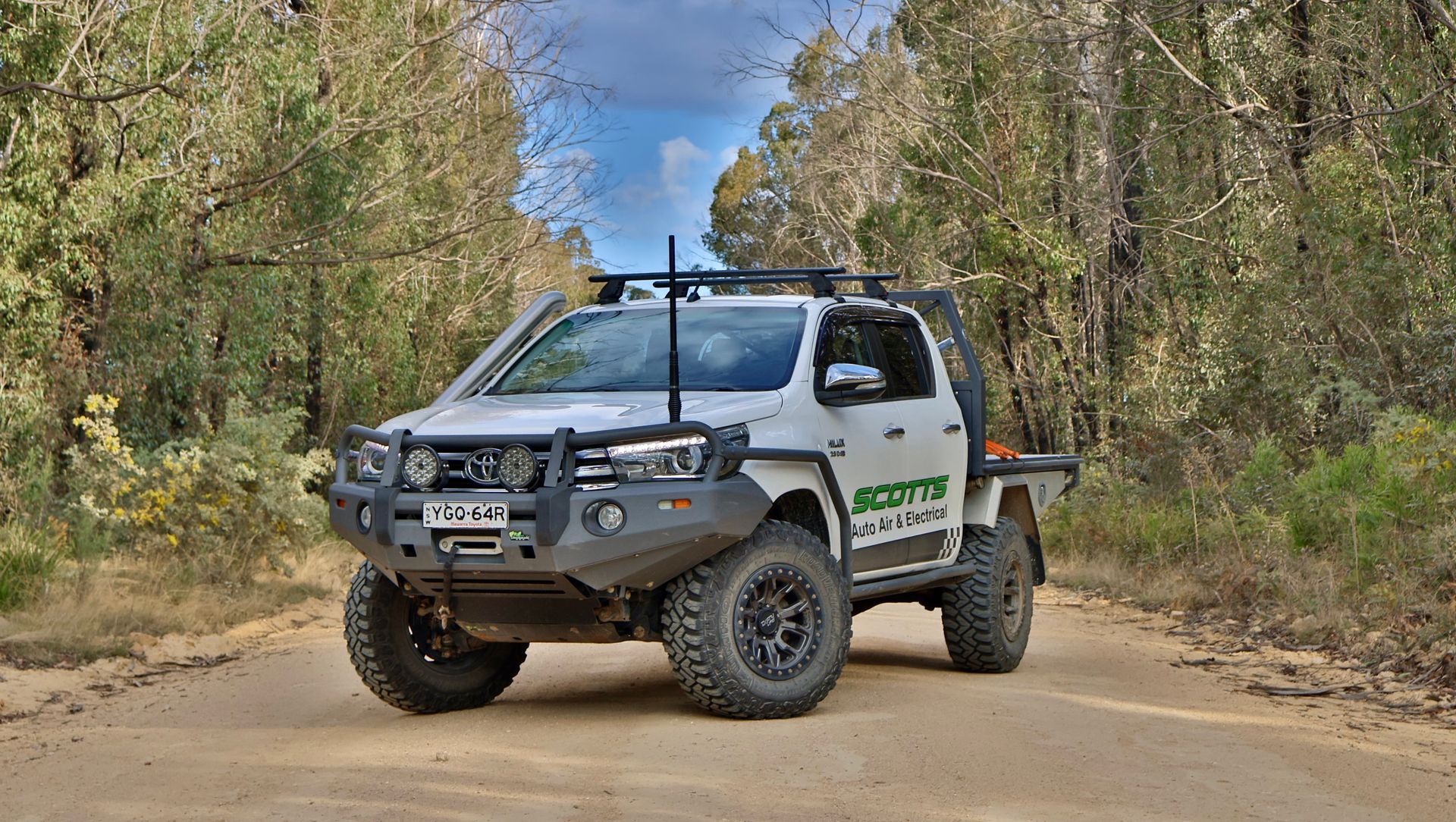 A ute with mechanic business branding — Scotts Auto Air & Electrical In Wollongong, NSW