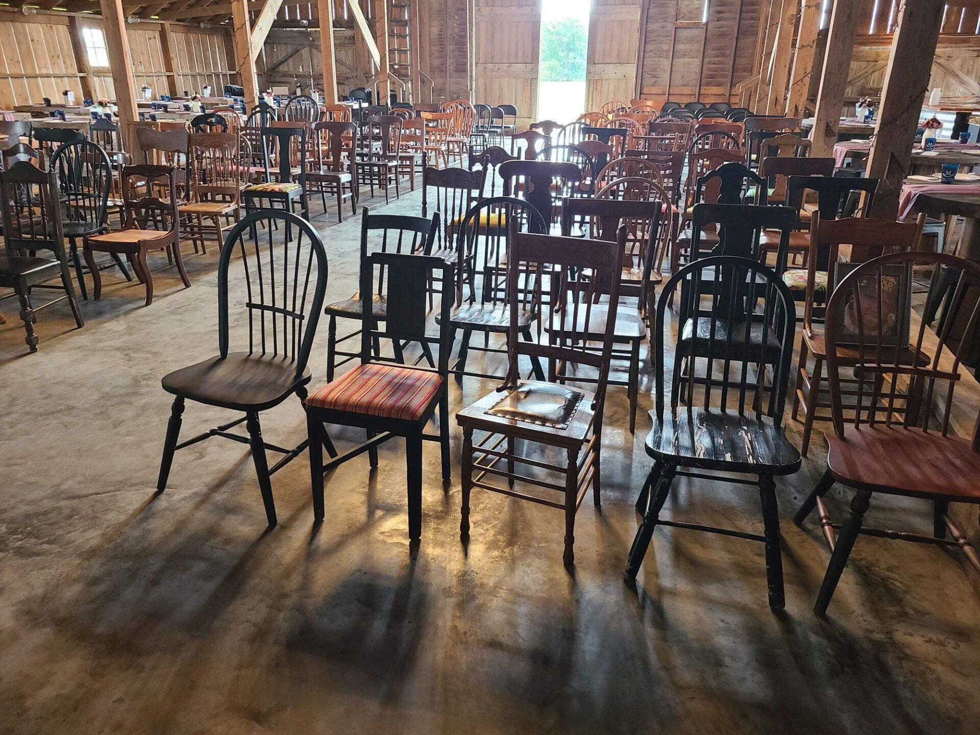 Large assortment of chairs for guests