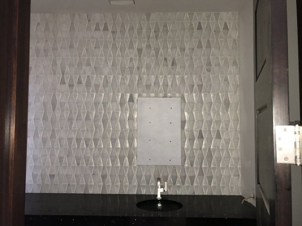 tile wall in a bathroom.