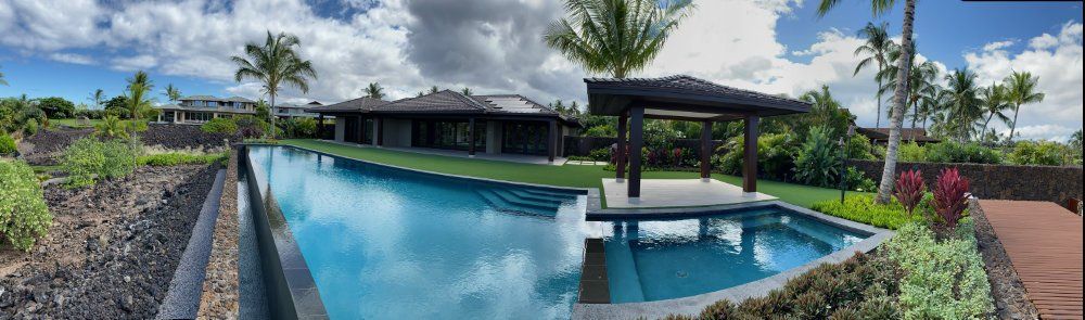 a large tiled swimming pool.