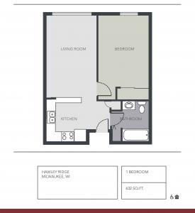 1 Bedroom Floorplan | Hawley Ridge Apartments