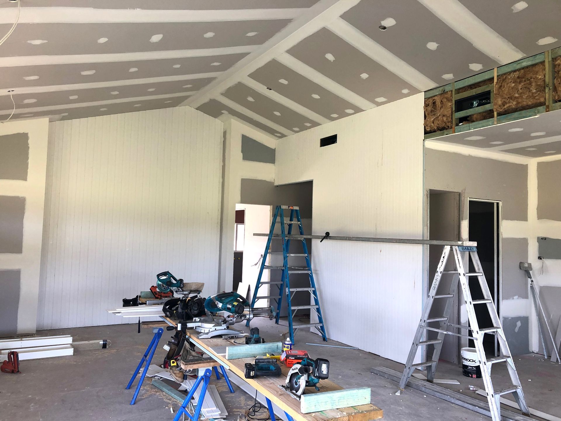 Interior of a Building Under Construction, Showing Drywall — BK Building Services Pty Ltd In Taree, NSW