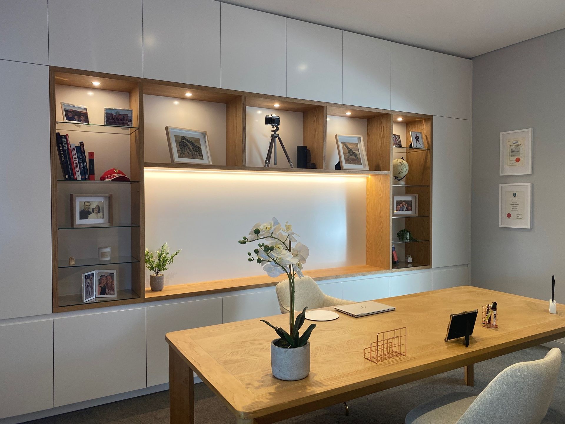 Office Interior With a Light Wood Desk and Built-in Shelving — BK Building Services Pty Ltd In Taree, NSW