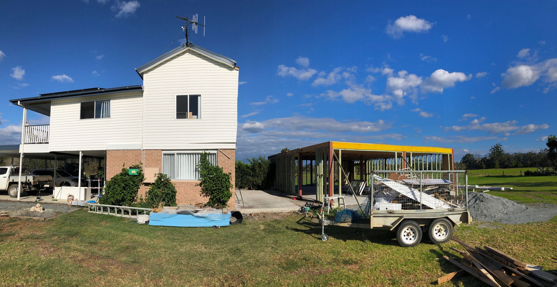 Two-story White House With Attached Outdoor Structure — BK Building Services Pty Ltd In Taree, NSW