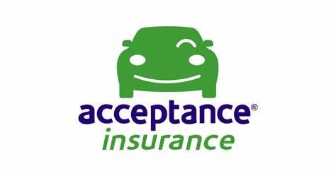 The acceptance insurance logo has a green car with a smiling face on it.