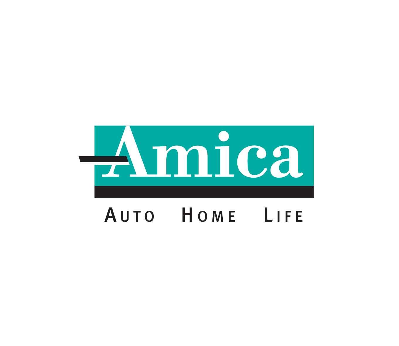 A logo for a company called amica auto home life