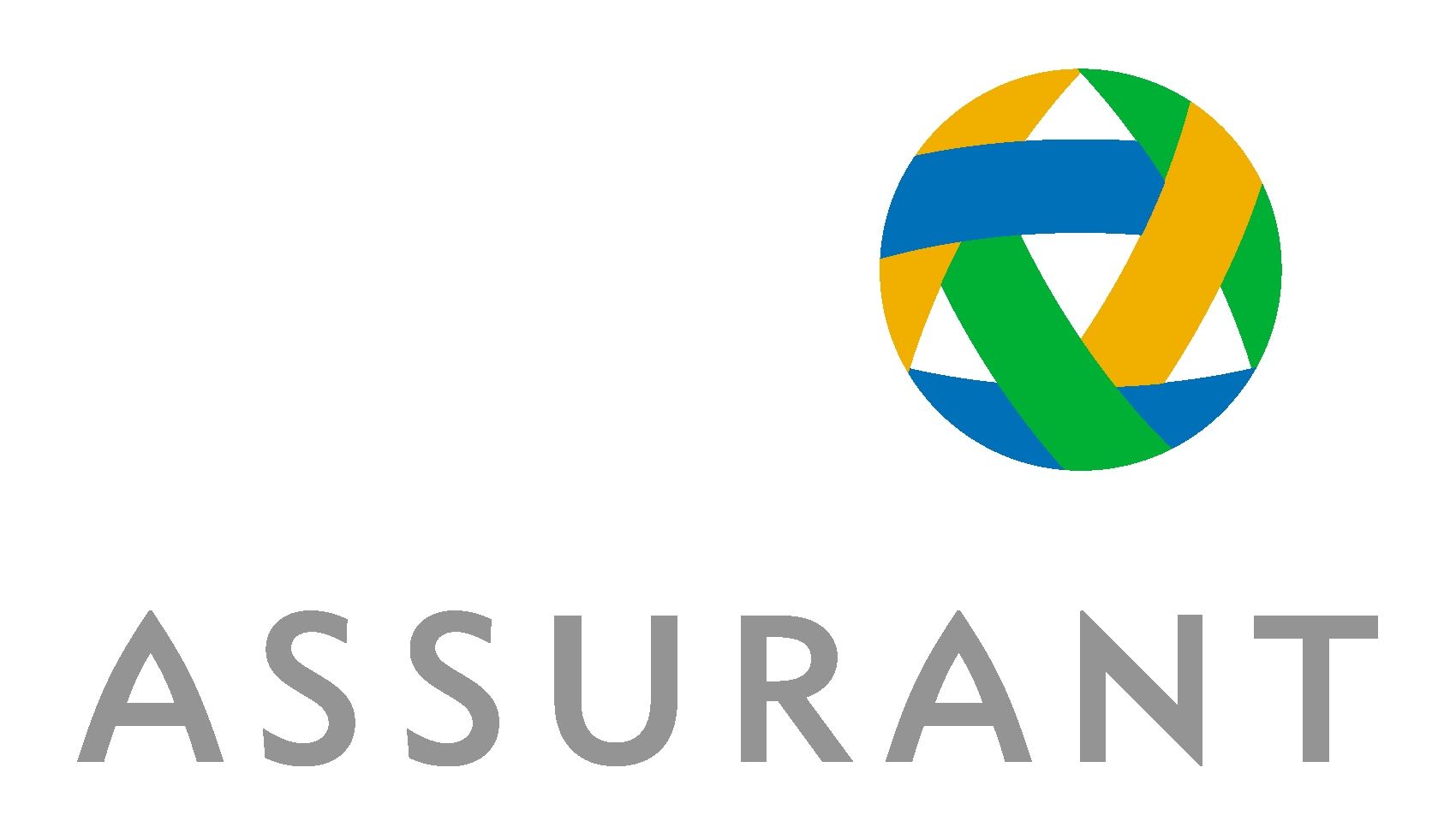 The logo for assurant is a blue , yellow , and green circle with a triangle in the middle.