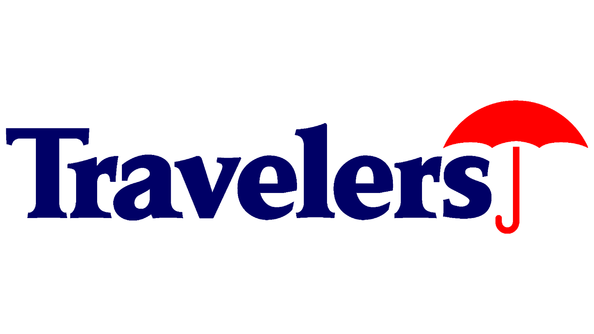 A blue and red logo for travelers with an umbrella in the middle.