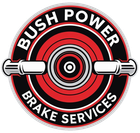 Bush Power Brake Services logo: Circular emblem with red and black design