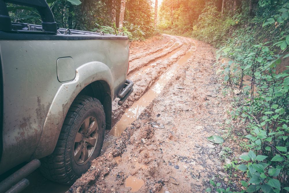 Yellow and Black Atv Driving on a Dirt Road in a Green, Grassy Landscape — Ottos Mufflers in Noosaville, QLD