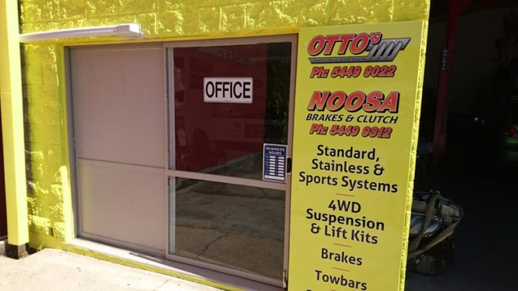 Office With a  Sign Advertising Otto's Noosa Brakes & Clutch, Featuring Car Services — Ottos Mufflers in Noosaville, QLD