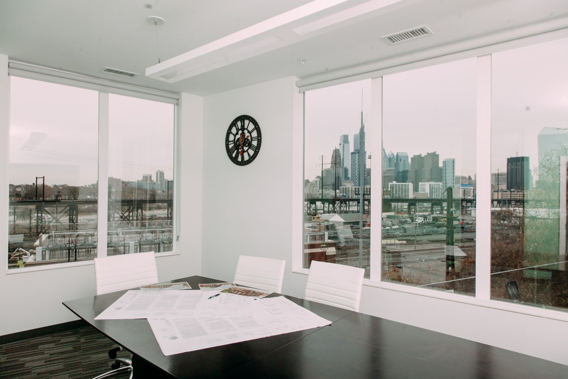 Conference room with Philadelphia background