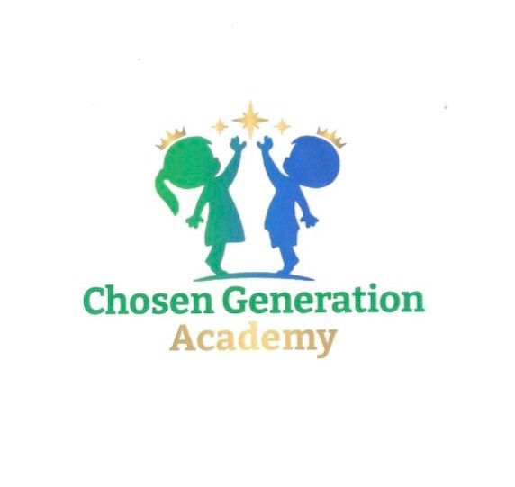 A logo for chosen generation academy with a boy and a girl