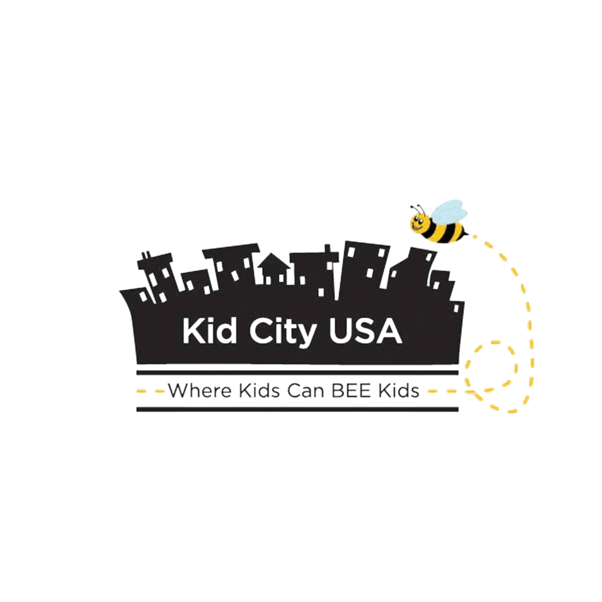 A logo for kid city usa , where kids can bee kids.