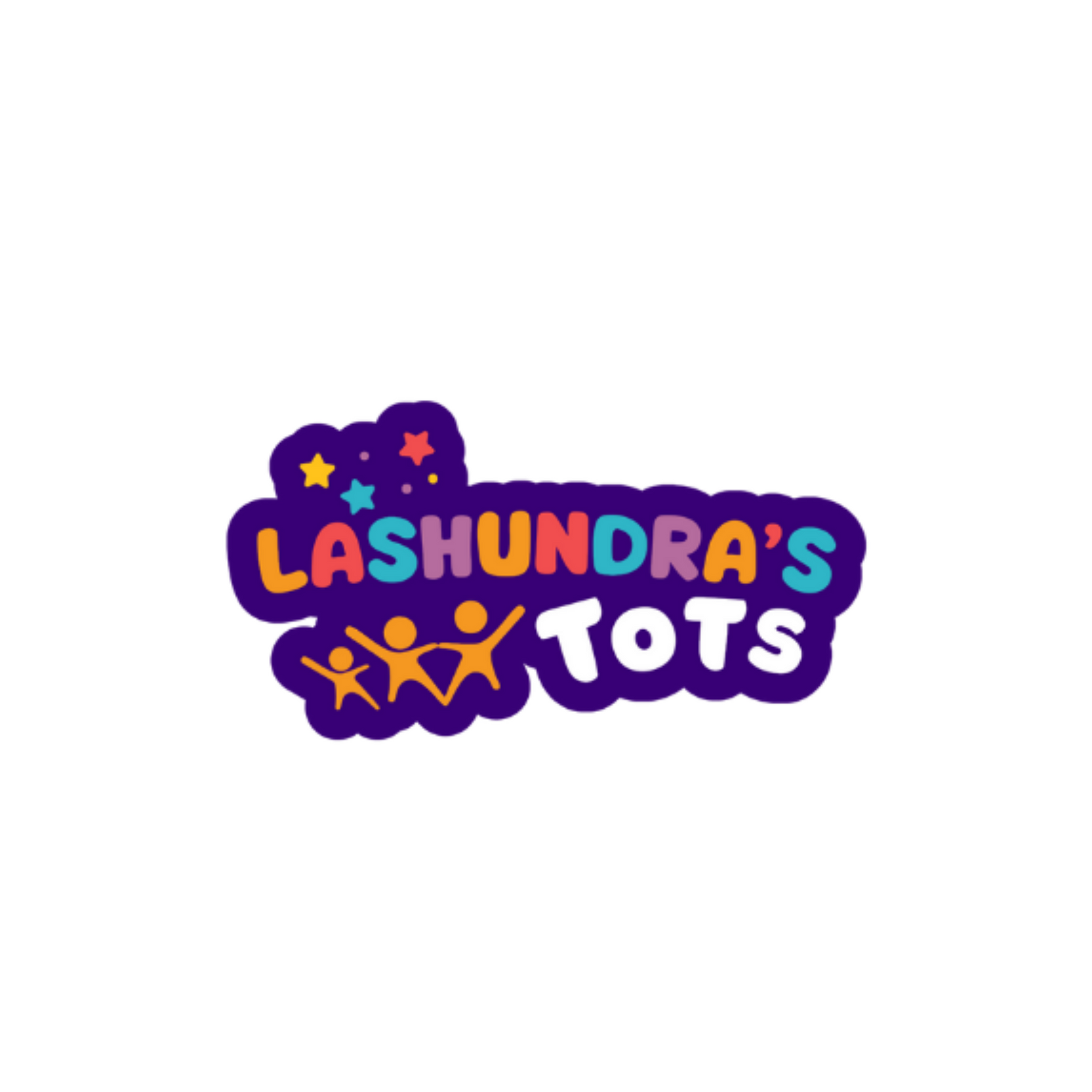 A colorful logo for lashandra 's tots on a white background