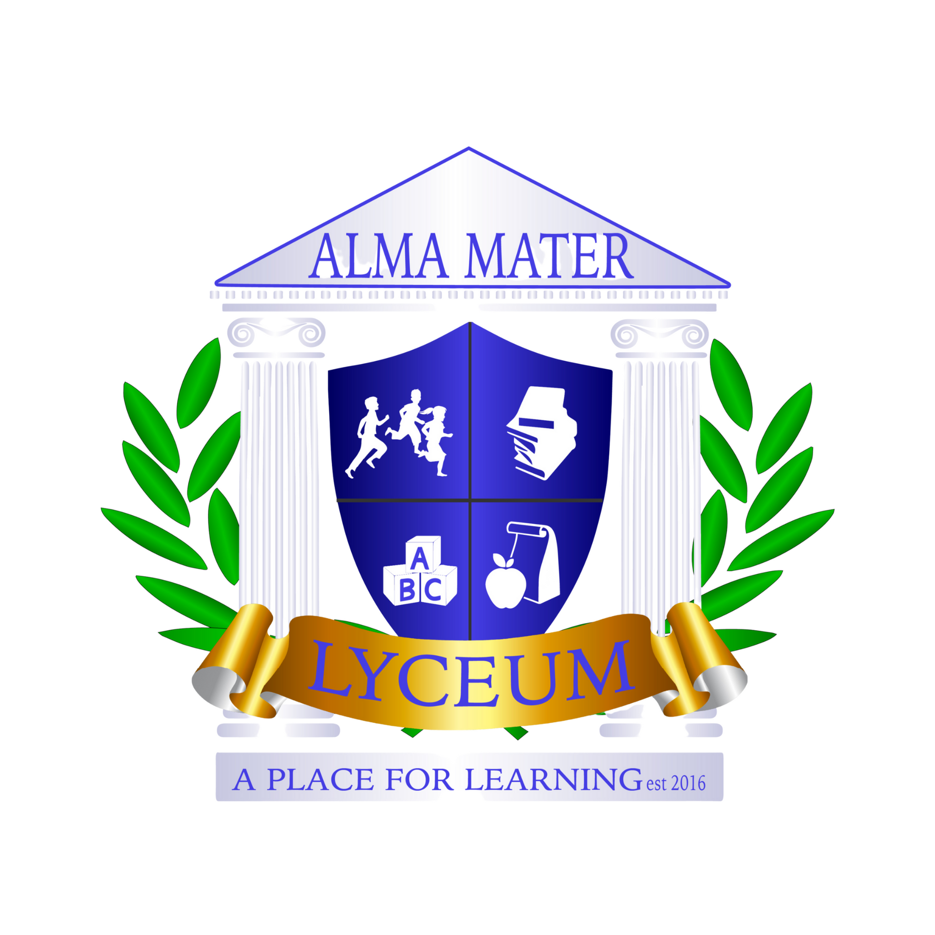 A logo for alma mater lyceum a place for learning