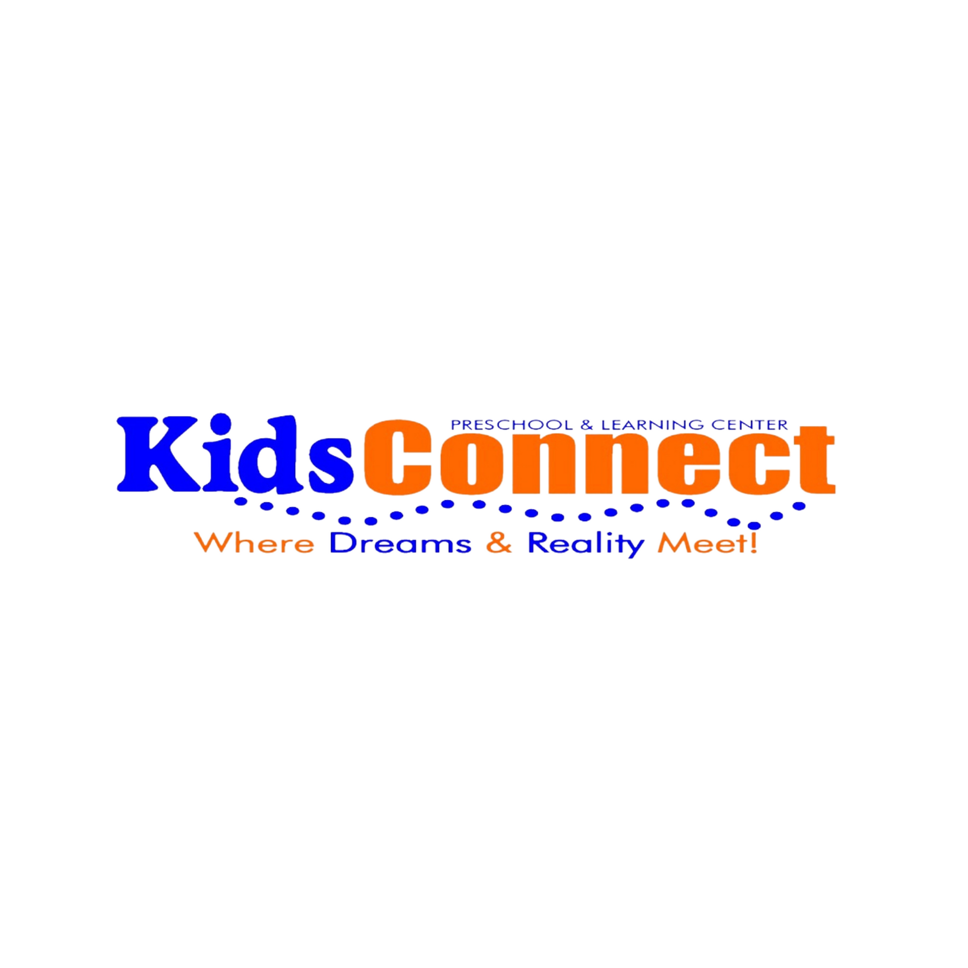 A logo for a preschool and learning center called kids connect