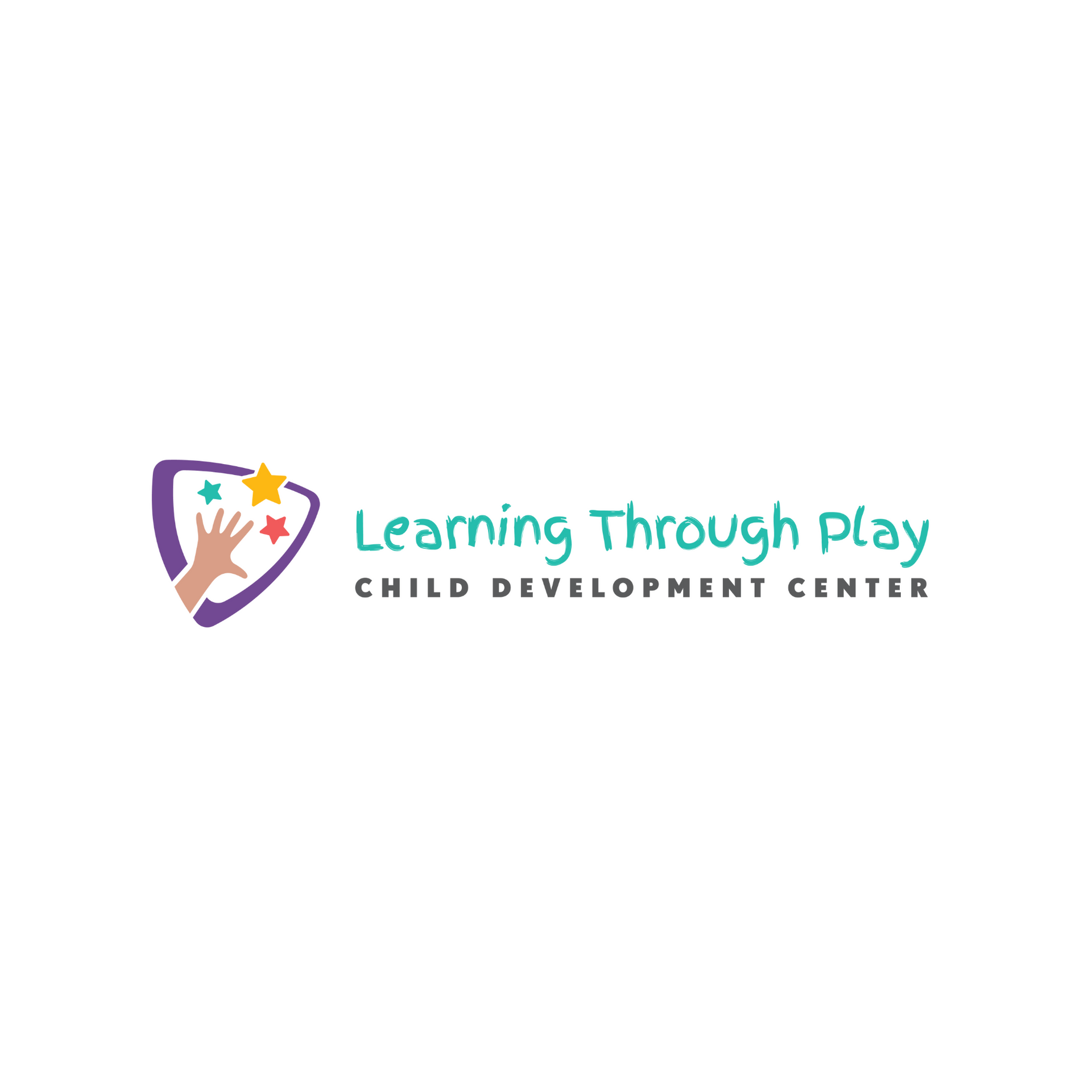 A logo for a child development center called learning through play.