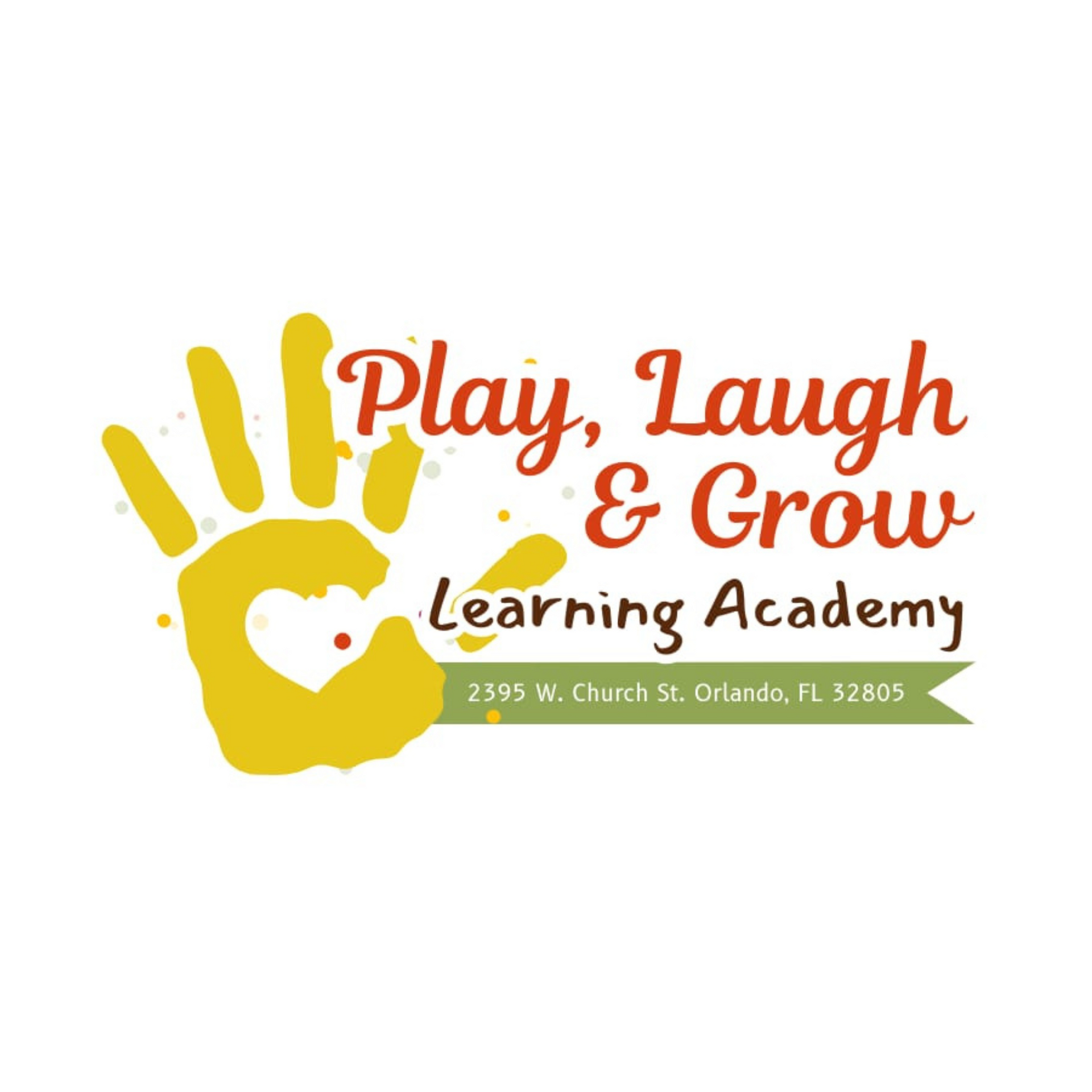 A logo for play laugh and grow learning academy