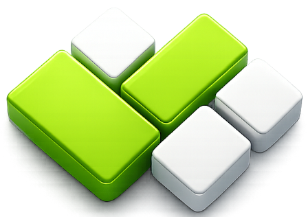 Green and white interlocking blocks logo for JF Pavers