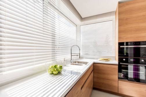 Kitchen With White Window Blinds — Mohegan Lake, NY — Homescape Kitchens & Baths