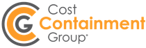 The cost containment group logo is orange and black.