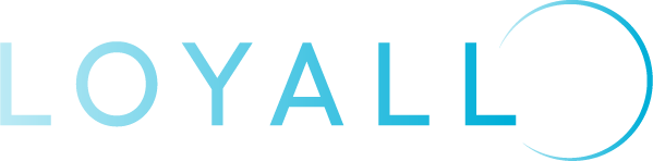 The logo for loyallt is blue and white on a white background.