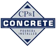 Logo for CP&I Concrete: diamond shape, blue and gray, "CONCRETE" text, "CP&I" and "Poured & Installed".