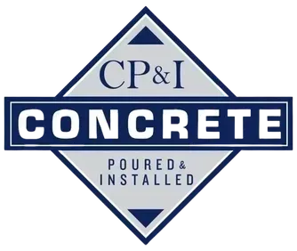 Logo for CP&I Concrete: diamond shape, blue and gray, "CONCRETE" text, "CP&I" and "Poured & Installed".