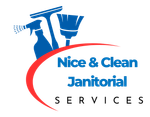 A logo for a company called nice & clean janitorial services