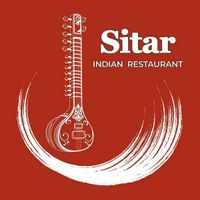 Logo Sitar Indian Restaurant su sfondo rosso