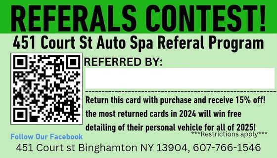 A referral contest for the 451 court st auto spa