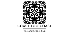 Black and white logo: ornate tile pattern above the text "Coast Too Coast" and "Tile and Stone, LLC".
