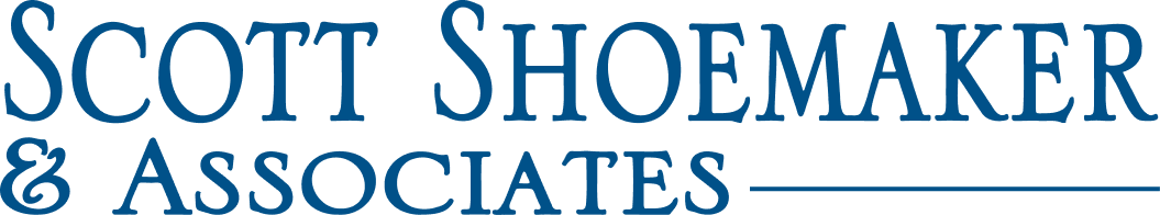 Scott Shoemaker & Associates logo in blue serif text on white background