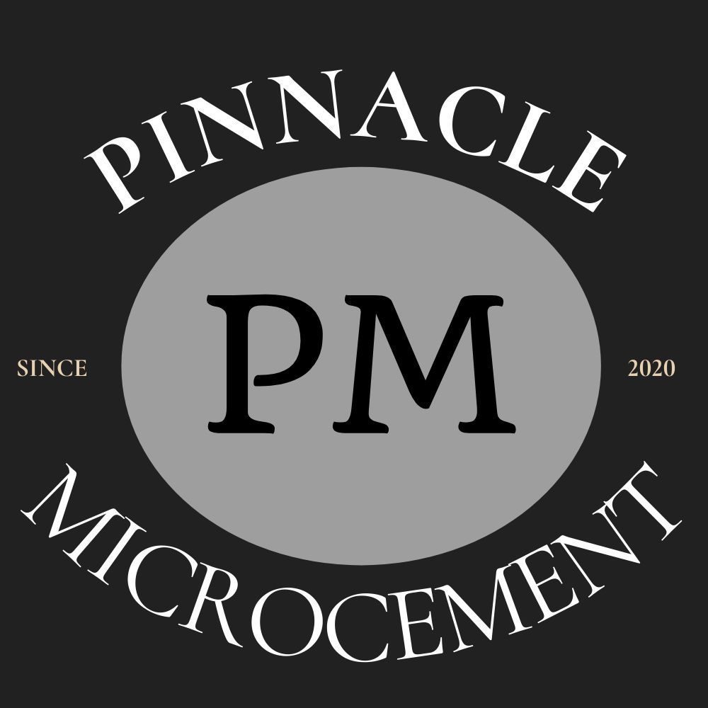 Pinnacle microcement logo on a black background