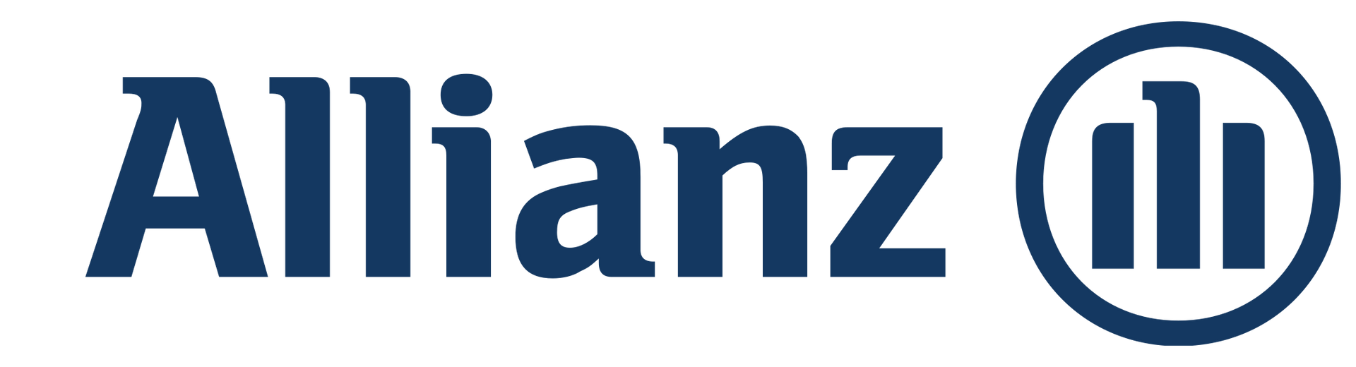 A blue and white logo for allianz on a white background