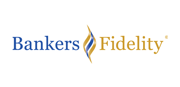 A blue and gold logo for bankers fidelity
