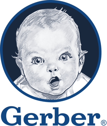 The gerber logo shows a baby in a blue circle