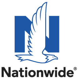 A blue and white logo for nationwide with an eagle