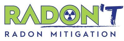 A green and blue logo for radon mitigation