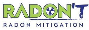 A green and blue logo for radon mitigation