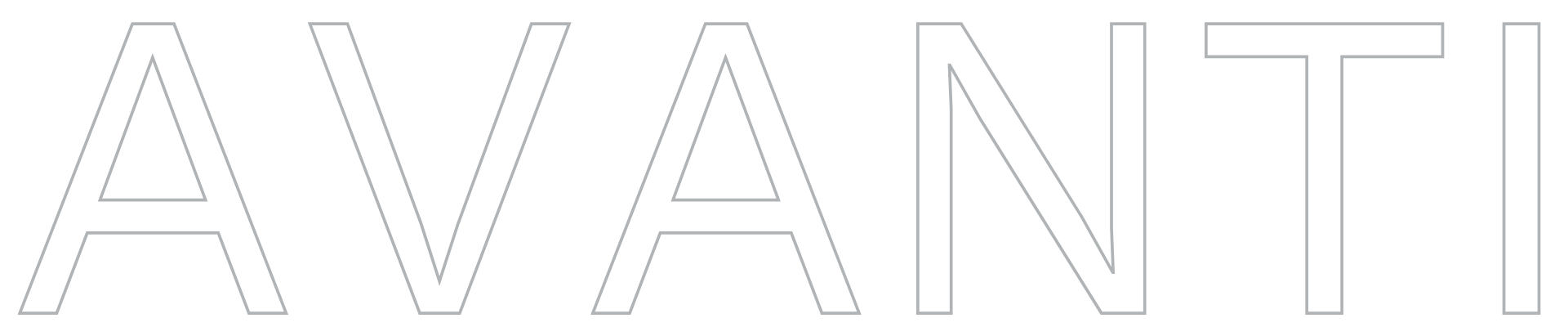 The word avanti is written in white on a white background.