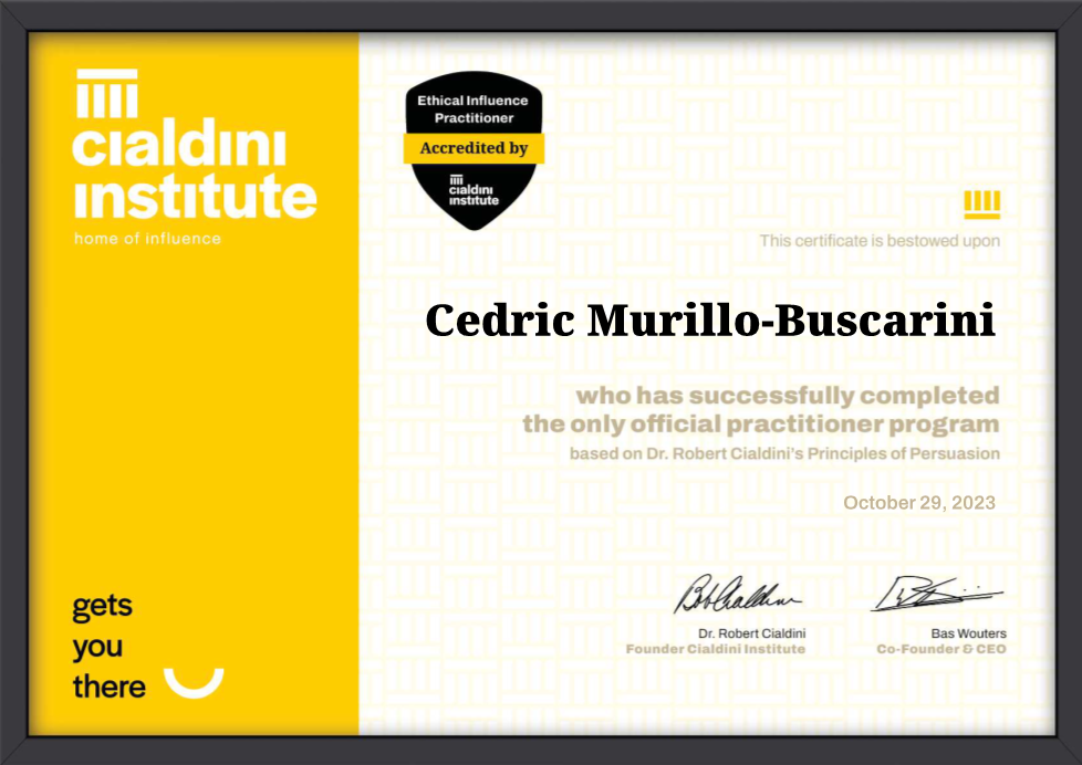 Cédric Murillo-Buscarini Certification
