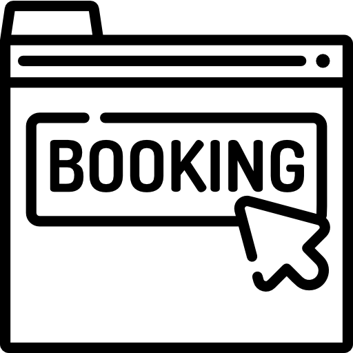 Online booking webpage with cursor pointing at