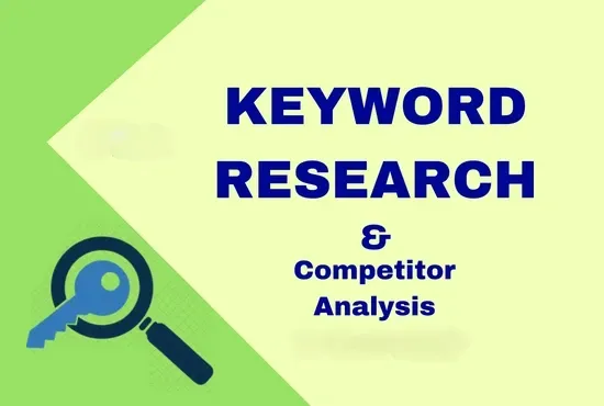 A poster that says keyword research and competitor analysis