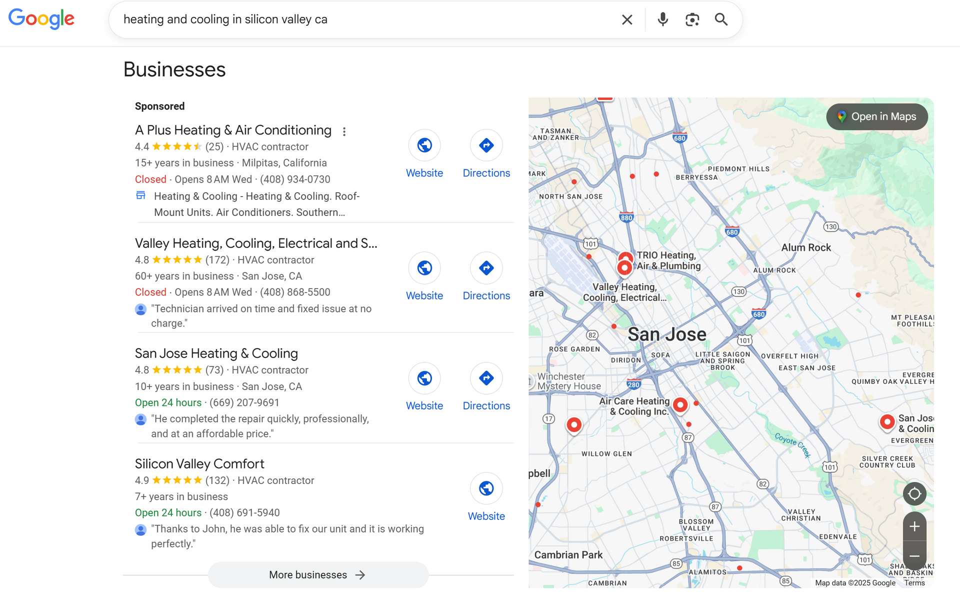 Screenshot of Google search results for