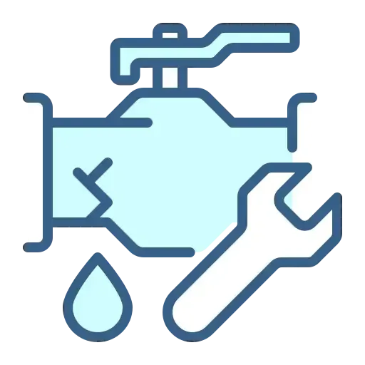 Broken engine with a wrench and oil drop.