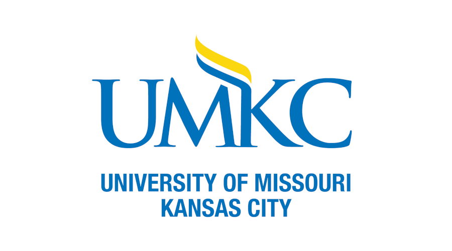 UMKC logo with a blue flame. Text: UMKC and University of Missouri Kansas City in blue.
