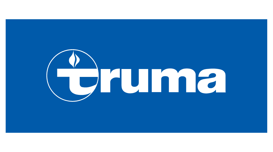 Truma logo: White company name and flame icon within a circle on a blue background.