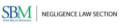 Logo for the Negligence Law Section of the State Bar of Michigan: SBM in blue and green, text "NEGLIGENCE LAW SECTION".